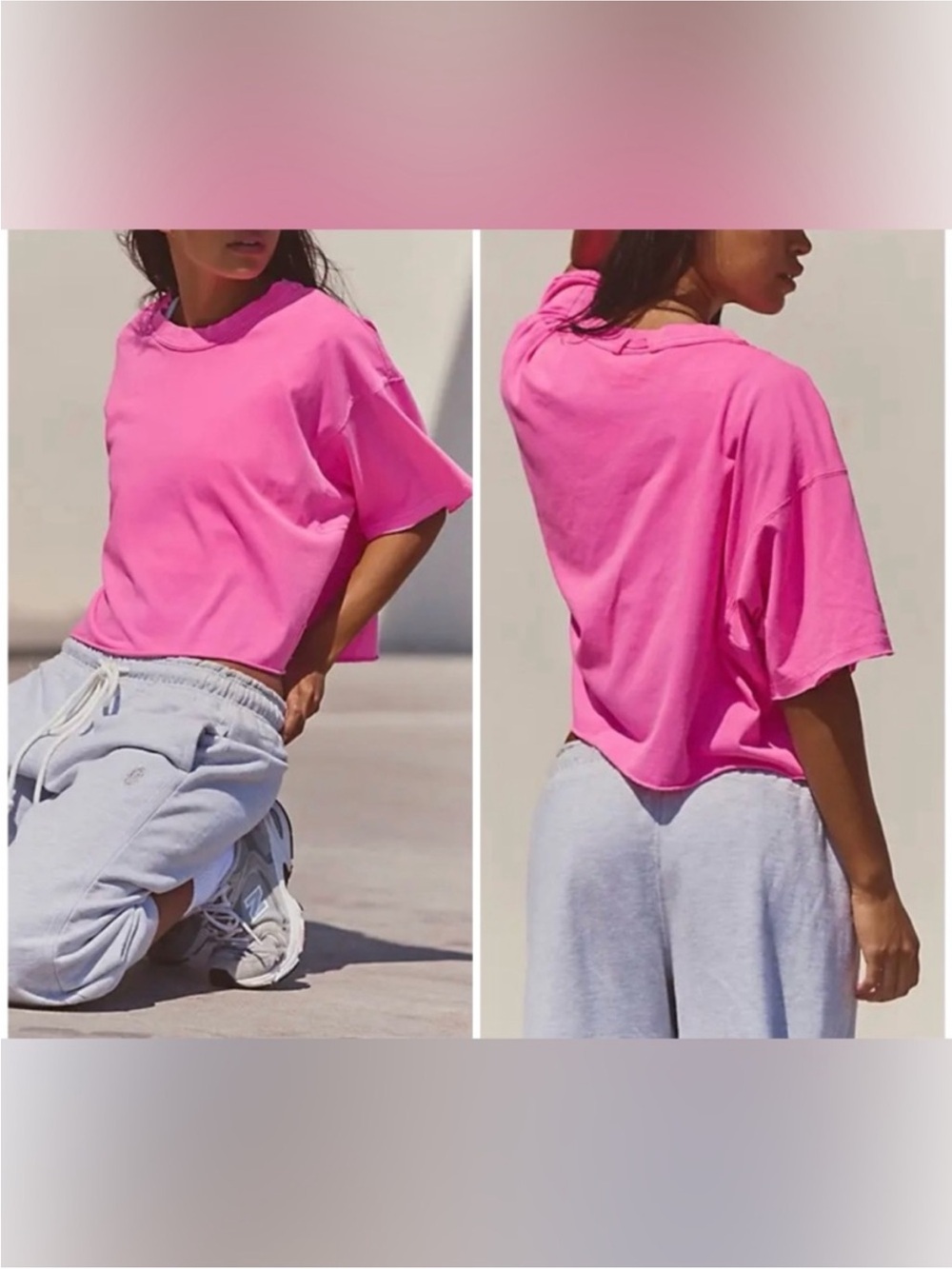 NWOT Free People FP Movement Inspire Tee - Fuchsia Flirt hot pink- small, medium
